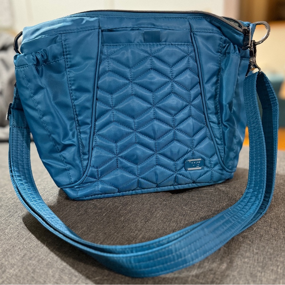 Lug Mini Shuffle Crossbody in Blue Quilted Nylon